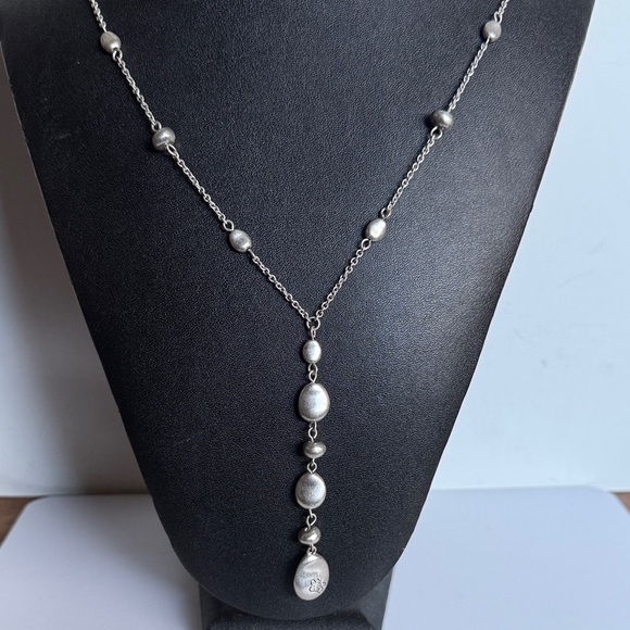 Bella Uno Jewelry - Silver Tone Bella Uno Drop “Y”Style Necklace